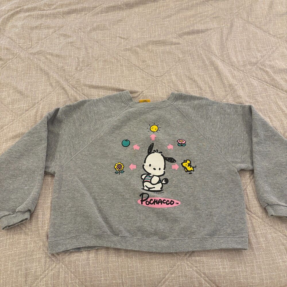 Vintage Sanrio Pochacco Graphic Sweatshirt Heather Gray Size Small 1989